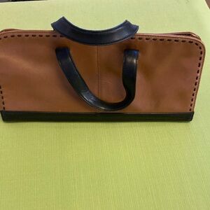 Vintage Danier Brown Leather Handbag with Gold Hardware